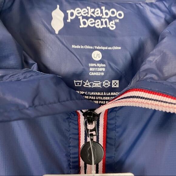 Peekaboo Beans Kids Navy Rain Jacket Navy Large NWT - Picture 3 of 8